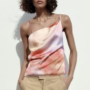 Zara satin tie dye small top spaghetti strap
